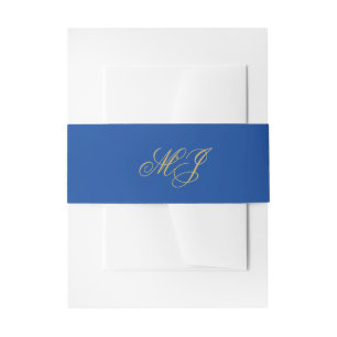 Bandeau De Faire-part Élégant Sapphire Blue Gold Monogrammes Initiales