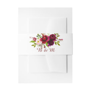 Bandeau De Faire-part Elégant Script Aquarelle Bourgogne Floral
