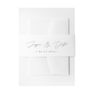 Bandeau De Faire-part Élégant script minimaliste Mariage noir et blanc