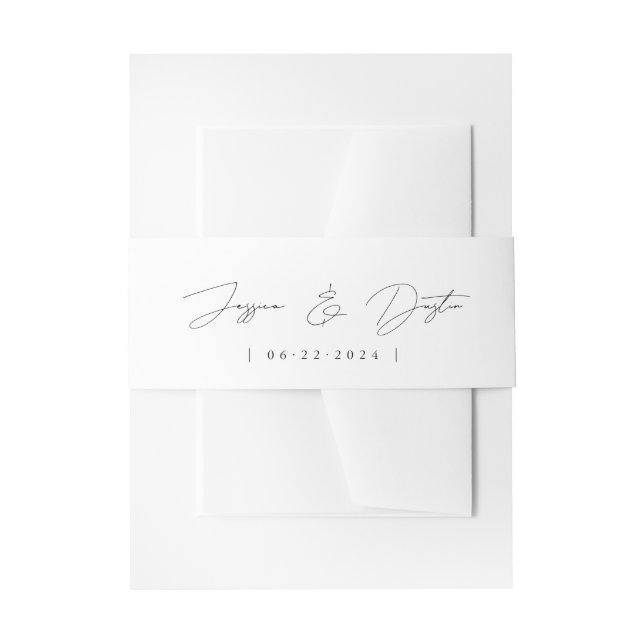 Bandeau De Faire-part Élégant script minimaliste Mariage noir et blanc (Devant example)