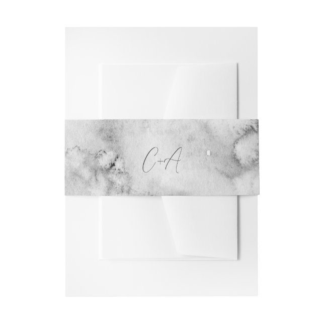 Bandeau De Faire-part Élégant Script Monogramme Mariage en marbre noir (Devant example)