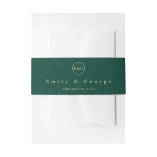 Bandeau De Faire-part Élégant Simple Green Gold Monogramme Mariage moder