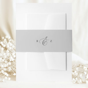 Bandeau De Faire-part Élégant Simple Monogramme de Mariage Gris Douce