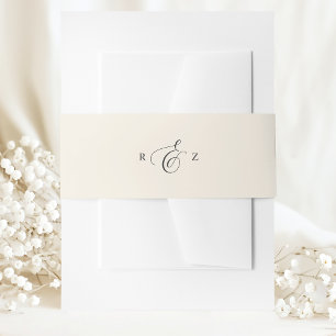 Bandeau De Faire-part Élégant Simple Monogramme Mariage Crème d'Ivoire