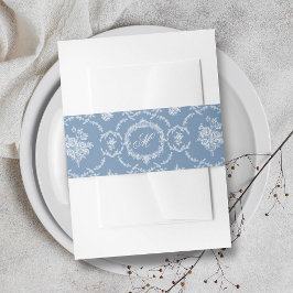 Bandeau De Faire-part Elegant Vintage Blue Toile Monogram Wedding