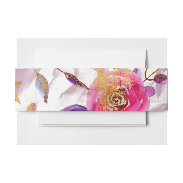 Bandeau De Faire-part Elégante aquarelle fleurie rose et blanc (Devant Example)