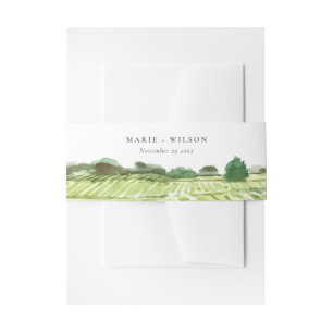 Bandeau De Faire-part Elégante aquarelle Green Winery Vignoble Mariage