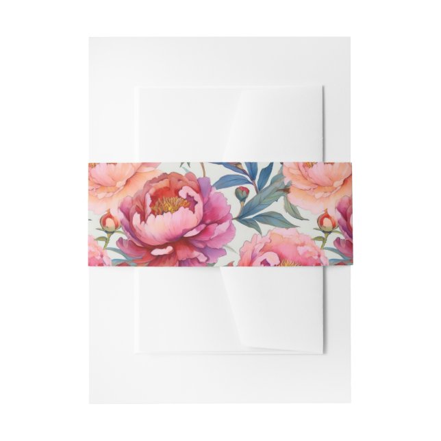 Bandeau De Faire-part Elégante Aquarelle Peony Flowers (Devant example)