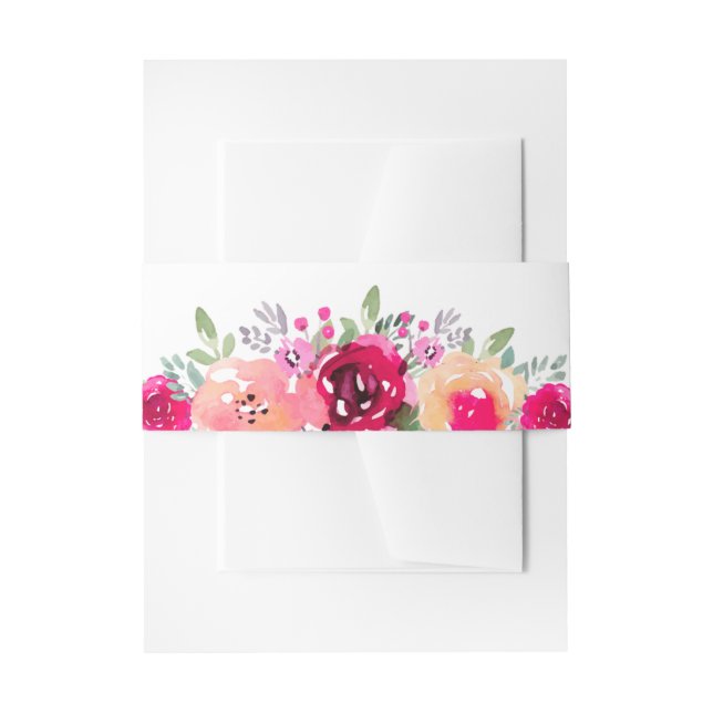 Bandeau De Faire-part Elégante aquarelle rose Fleurs (Devant example)