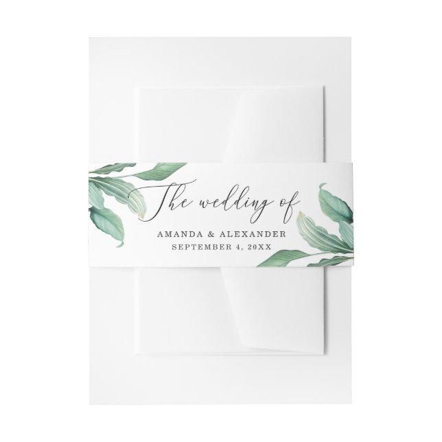 Bandeau De Faire-part Elégante aquarelle tropicale mariage (Devant example)