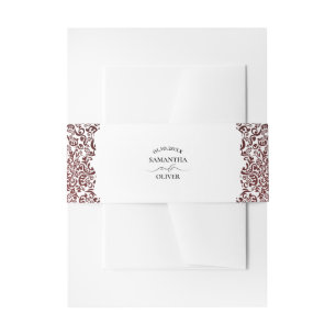 Bandeau De Faire-part Elégante Bourgogne Mariage damassé