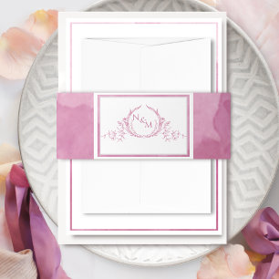 Bandeau De Faire-part Elégante couleur rose mauve, Mariage Monogramme