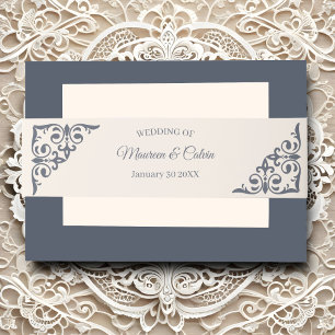 Bandeau De Faire-part Élégante Filigree or sur Mariage blanc