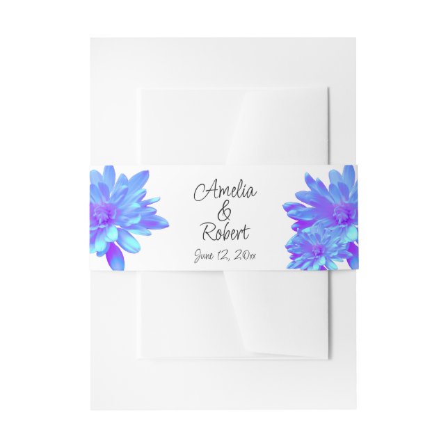 Bandeau De Faire-part Élégante fleur florale violette bleu (Devant example)