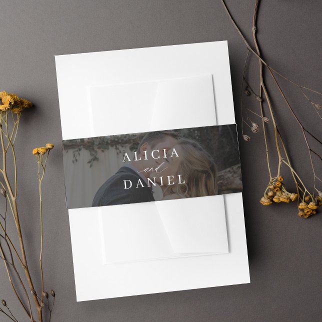 Bandeau De Faire-part Élégante typographie noir et blanc mariage photo (Créateur téléchargé)