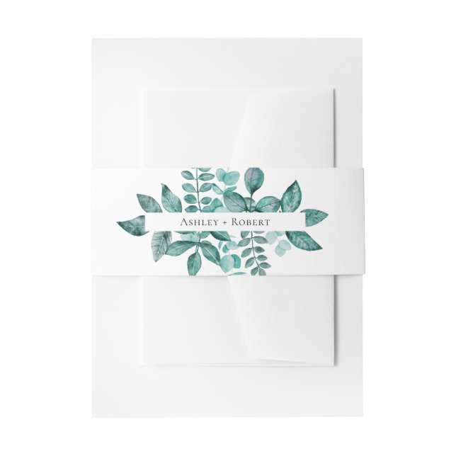 Bandeau De Faire-part Elégante verdure Turquoise Aquarelle Mariage moder (Devant example)