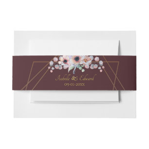Bandeau De Faire-part Élégantes Fleurs d'Anémone Rouge Marsala Mariage