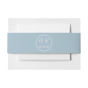 Bandeau De Faire-part Élégantes initiales mariage bleu poussiéreux