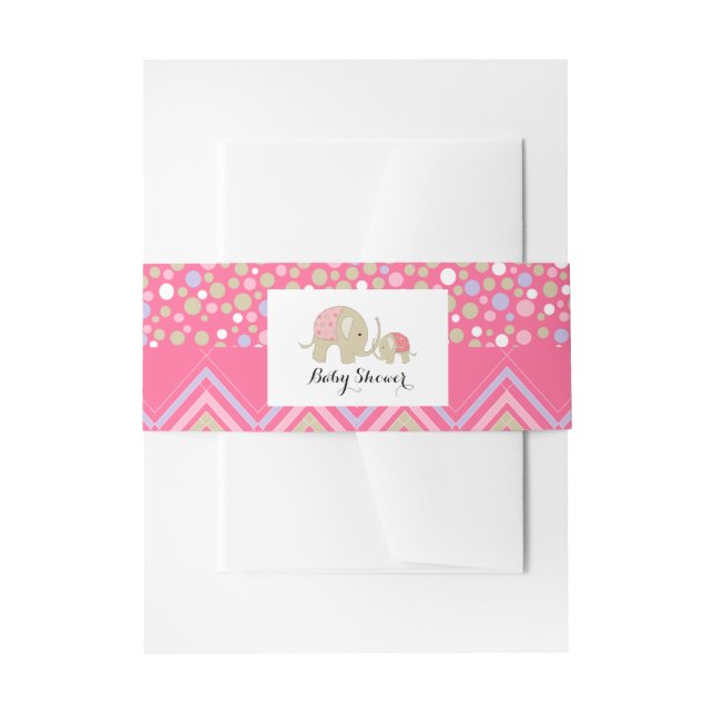 Bandeau De Faire-part Eléphant de Bohême rose et Baby shower Chevron (Devant example)