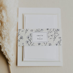 Bandeau De Faire-part EMELIA Floral Cream Chinoiserie Fleur sauvage Mari