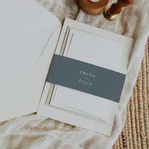 Bandeau De Faire-part EMELIA Hiver Vintage Boho foncé Dusty Mariage bleu