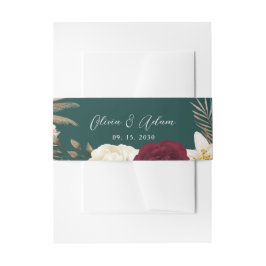 Bandeau De Faire-part Emerald Green Floral Mariage Belly Band