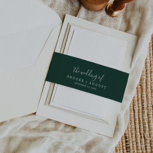 Bandeau De Faire-part Emerald Green Le Mariage De Invitation Belly Band