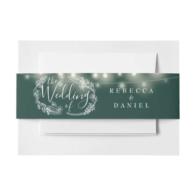 Bandeau De Faire-part Emerald Green String éclaire le Mariage floral (Devant Example)