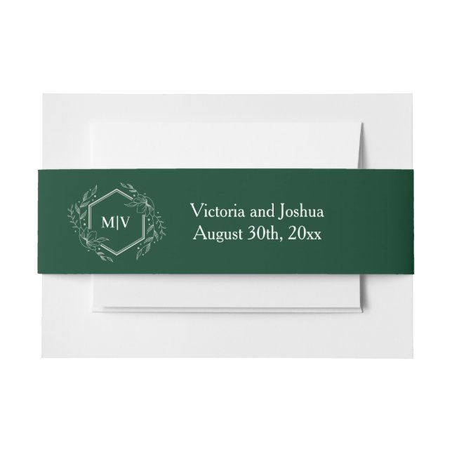 Bandeau De Faire-part Émeraude verte Monogram Crest (Devant Example)