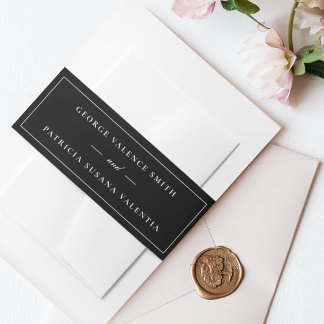 Bandeau De Faire-part encadré | Calligraphie Elegant Blanc noir Mariage