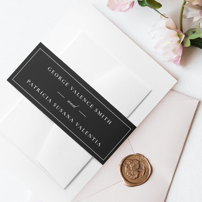 Bandeau De Faire-part encadré | Calligraphie Elegant Tuxedo Black Mariag (Créateur téléchargé)