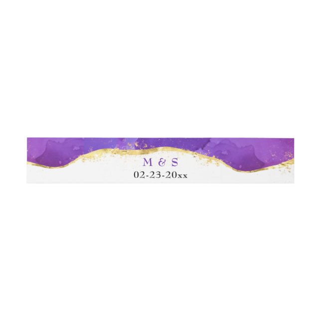 Bandeau De Faire-part Encre Fuchsia Rose violet or (Plat)