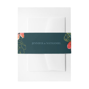 Bandeau De Faire-part Ensemble de mariage floral aquarelle corail bleu