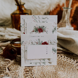 Bandeau De Faire-part Épinette et dentelle | Mariage Floral d'hiver