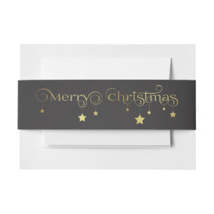 Bandeau De Faire-part Étoiles de Joyeux Noël d'or