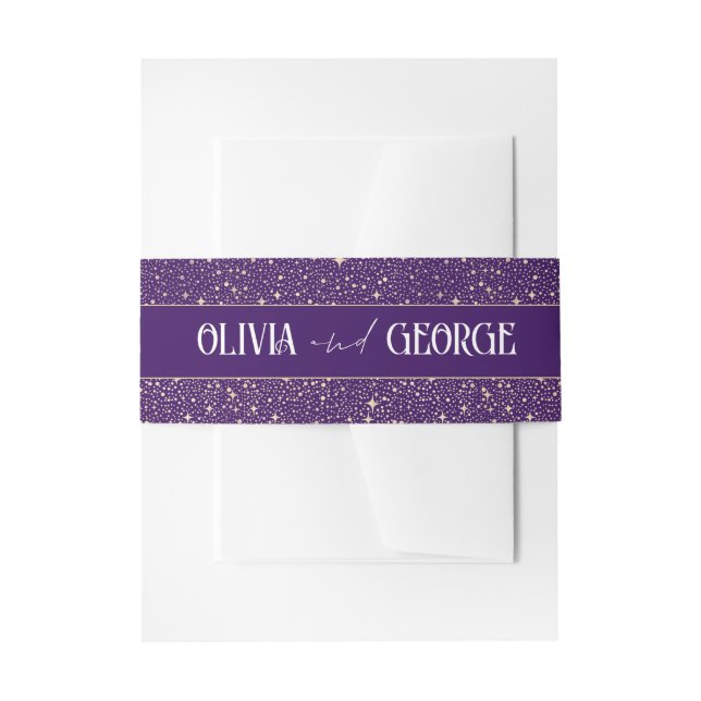 Bandeau De Faire-part Étoiles Mariage violet et or (Devant example)