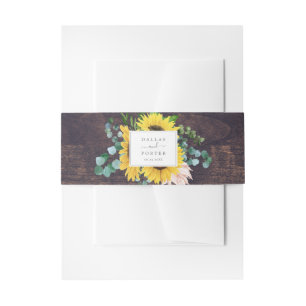 Bandeau De Faire-part Eucalyptus de tournesol russe   Mariage bois