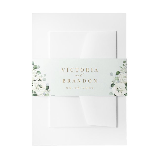 Bandeau De Faire-part Eucalyptus Verdure blanc floral rustique mariage (Devant example)
