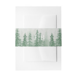 Bandeau De Faire-part Evergreens dans le brouillard forestier Monogramme