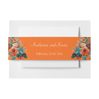 Bandeau De Faire-part Faire-part de mariage Floral turquoise et orange