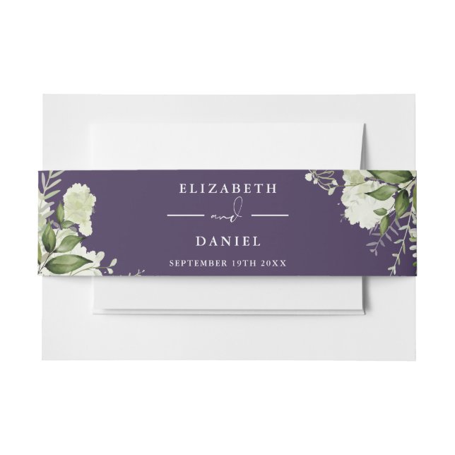 Bandeau De Faire-part Faire-part de mariage Floral vert pourpre (Devant Example)