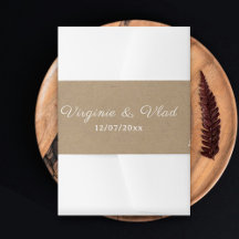 Faire-part de mariage Kraft & Rustique avec ceintu