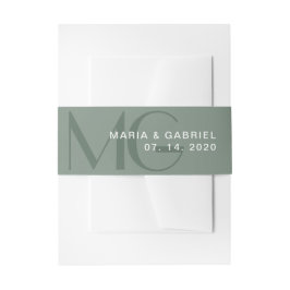 Bandeau De Faire-part Faire-part de mariage minimal de monogramme vert s