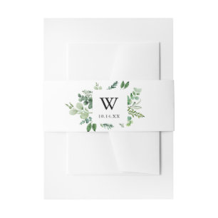 Bandeau De Faire-part Faire-part de mariage Monogramme Eucalyptus Vert