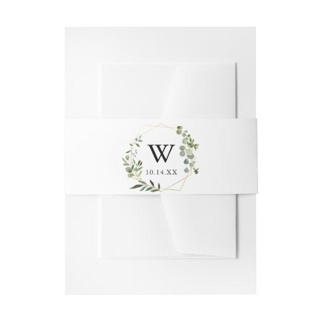 Bandeau De Faire-part Faire-part de mariage Monogramme Feuille vert trop (Devant example)