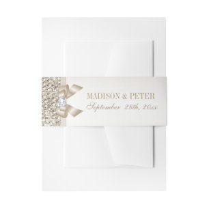Bandeau De Faire-part Faux Champagne Sequins Bow Mariage