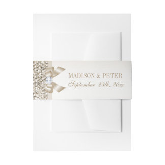 Bandeau De Faire-part Faux Champagne Sequins Bow Mariage