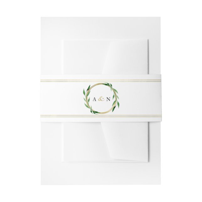 Bandeau De Faire-part Faux Golden Wreath Invitation Band (Devant example)