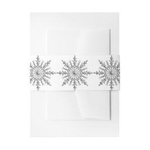 Bandeau De Faire-part Faux Silver Tone Snowflakes Mariage d'hiver