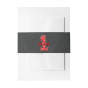 Bandeau De Faire-part Fête d'anniversaire 1 an 1ère année pois rouge et